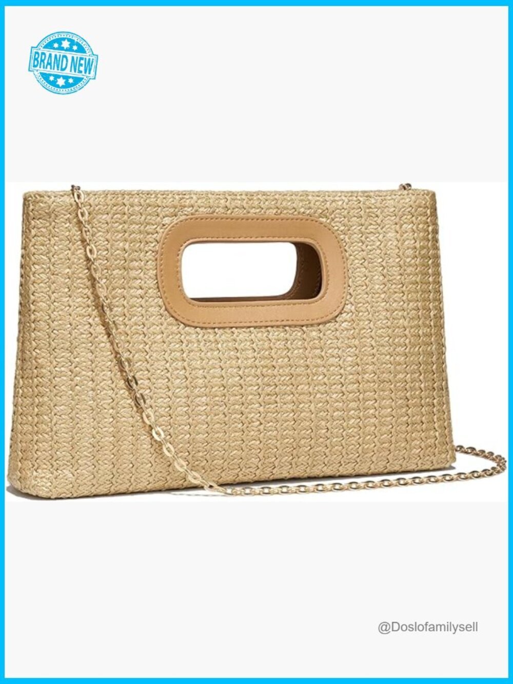 Raffia Woven Clutch Purse Straw Handbag Summer Evening Shoulder Crossbody Bag